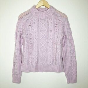 J. CREW Azra Lilac Cable Knit Pullover Sweater